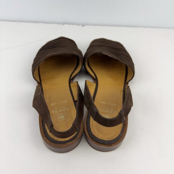 CAREL PARIS Luxury Brown Suede Boho Slingback Flat Lazy Luxury Sandals sz 41 - Picture 6 of 11